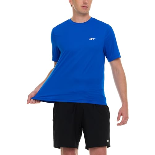 Reebok Men's Short Sleeve Rash Guard, UPF 50+Sun Protection Swim Shirt Blue - image 5