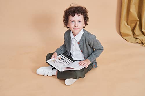 Gleaming Grain Toddler Kids Knit Cardigan Sweaters Baby Boys Girls 100% Cotton Solid Color Basic Sweater Graye 3T #TOP3