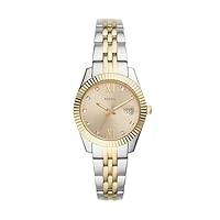 Fossil Women's Scarlette Mini Three-Hand Date Stainless Steel Watch, ES4949, Gold/White, 33 mm