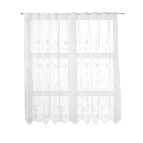 Alide Lot De 2 Rideaux En Dentelle Blanche, Rideaux De Cuisine, 130 X 45 Cm, Pour Salon, Salle De Bain Ou Jardin.