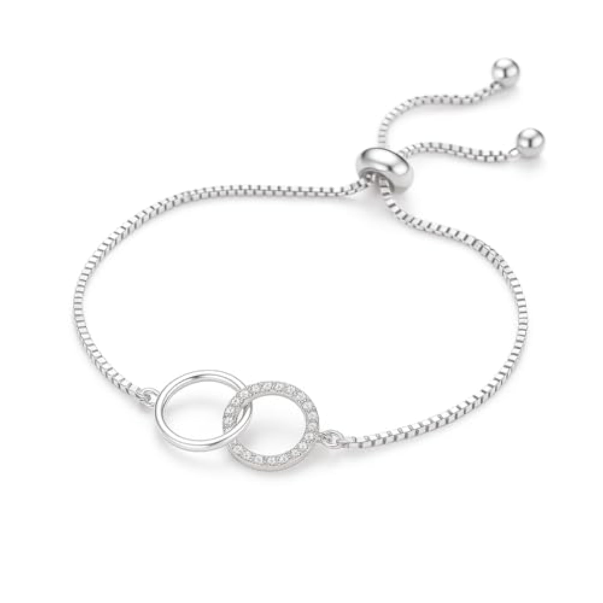 Women's 925 Hallmark Silver Elegant Link Circle Bracelet