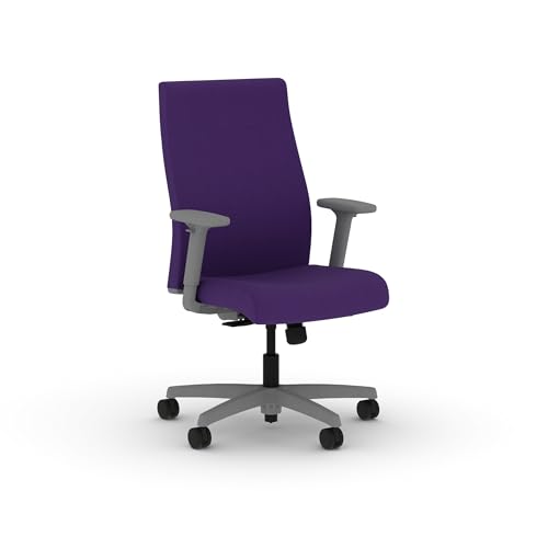 Image of HON Ignition 2.0 Ergonomic Office Chair with Adjustable Arms, Standard Synchro‑Tilt Recline, Upholstered Desk and Computer Chair for Home Office or Workstation, Titanium Frame, Iris