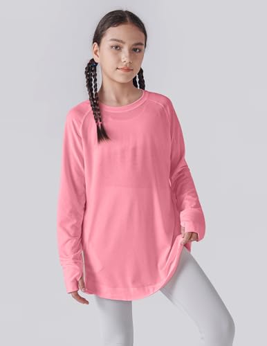 Image of Liberty Pro 2-Pack Girls' Loose Fit Long Sleeve Tunic Tops with Pockets and Thumb Holes, Casual T Shirts for Tween Kids