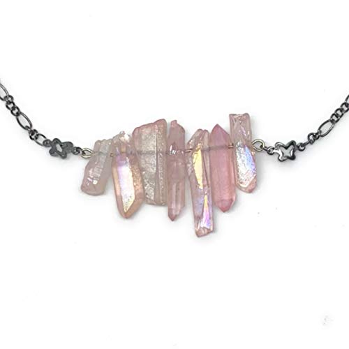 Pink Aura Crystal Necklace : Handmade 