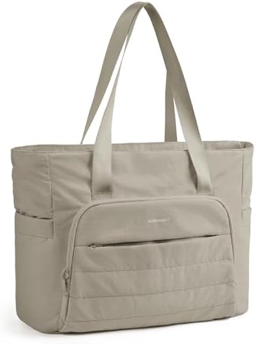 BAGSMART Tote Bag for Women, Lightweight Tote Bag with Yoga Mat Strap, Quilted Handbag for Daily, Work, Gym