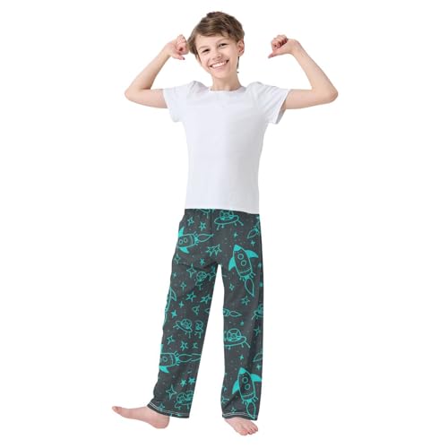 ZZXXB Space Rocket Boys Long Pants Soft Trousers Elastic Waist Kids Lounge Bottoms with Pockets S-XL2