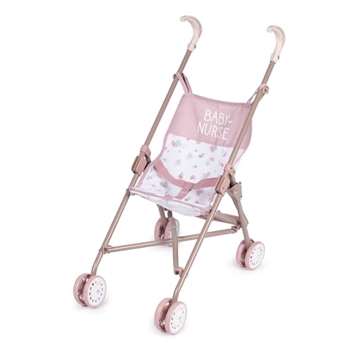 Smoby - Baby Nurse - Poussette Canne - pour Poupons et Poupées Jusqu'à 42 cms - Pliable - Tissu Lavable - A Partir de 2 Ans