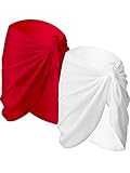 Chuangdi 2 Pieces Sarong Coverups for Women Bathing Suit Cover up Skirt Beach Wrap Swimsuit Bikini Cover Ups for Swimwear(Small,White and Red)