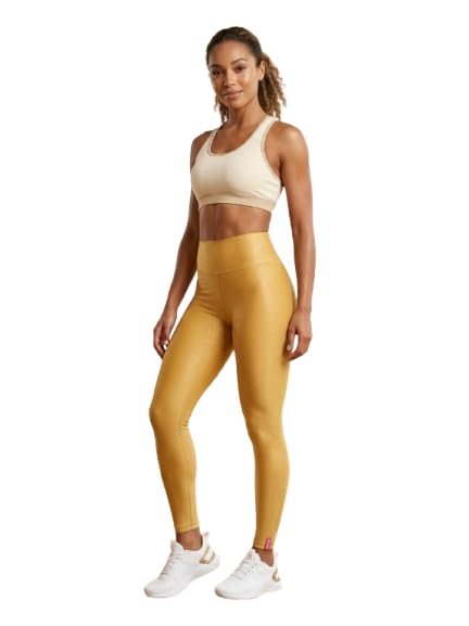 Women's Shiny Metallic Leggings, High Waist, Faux Leather Look, Slim Fit, Ankle Length, Rose Pink-picture-32