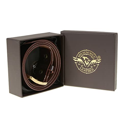 Milwaukee Leather MP7115 Men's Light Brown Genuine Leather Belt with Interchangeable Buckle - 1.5 inches Wide2