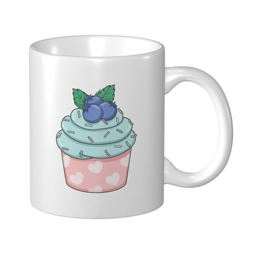 MCSVCH Cute Cupcakes With Blueberries Coffee Mugs 11 Oz Novelty Tea Cup Double-Sided Print Mug With Handle For Office Home Ceramic Mugs Idea Gift