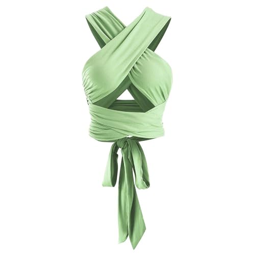 ZAFUL Womens Summer Bandeau Tops 2024 Trendy Corset Top Vacation Outfits Y2K Halter Sexy Going Out Club A-Green S