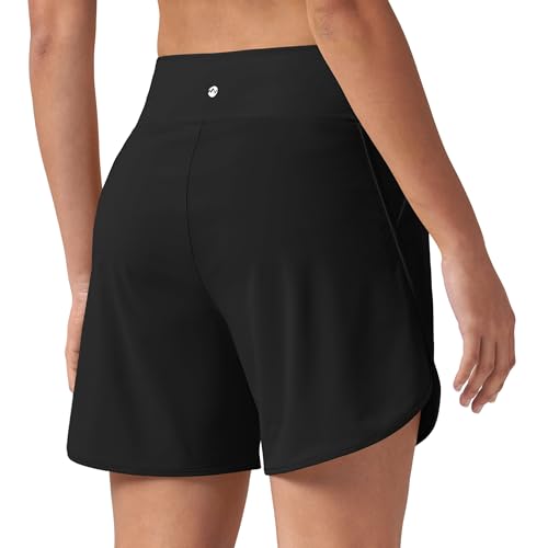 Willit Women's 5" Swim Shorts with Liner Pockets High Waisted Quick Dry Swimming Board Shorts for Women Beach UPF 50+3