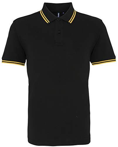 Asquith & Fox Men's Classic Fit Tipped Polo AQ011 - Smart/Casual top - Black/Yellow (3XL)