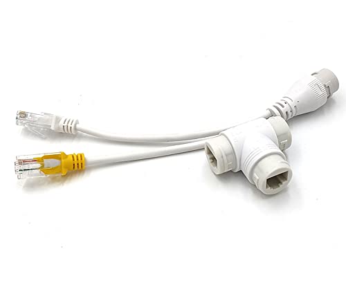 Kit combinador/divisor PoE para 2 pares, cable impermeable Power over Ethernet de 3 vías RJ45 para cámaras de vigilancia, síntesis y separación PoE, compatible con IEEE 802.3af/at miniatura 2