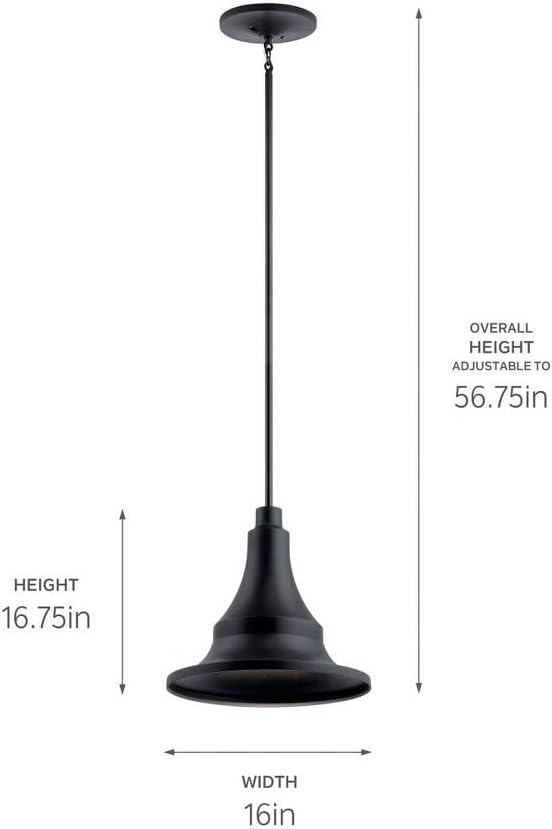 Kichler Lighting Hampshire 16.75 inch 1 Light Large Outdoor Pendant/Semi Flush in Textured Black