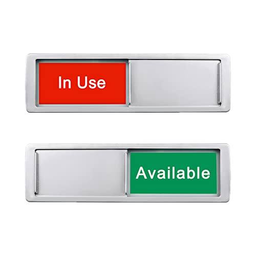 Image of in Use or Available Sign,Vacant Occupied Sign for Home Office Hotles Hospital Restroom, Vacant Occupied Slider Door Status Tells Whether Room in Use or Available,Non-Scratch Magnetic Slider Door Indicator Signs, 7'' x 2'' - Silver