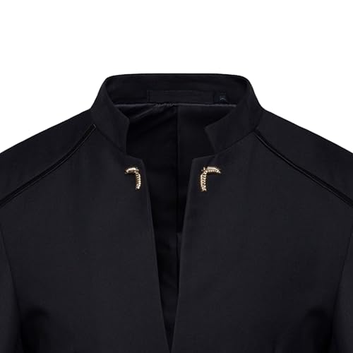 Men's Elegant Chinese Tunic Suits Mandarin Collar Formal Suit Jacket Slim Fit Front Button Blazer Coat4