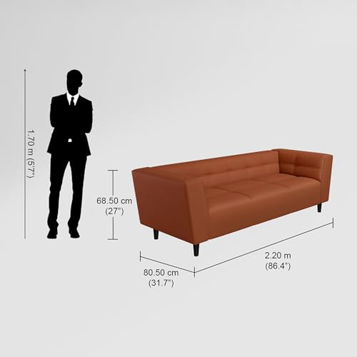 Image of Interio by Godrej Suez 3-Seater Synthethic Leather Sofa with Arms
