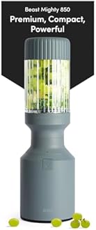 Beast Mighty 850 | Premium Compact Personal Blender | Smoothies, Shakes, Dressings, Sauces, Desserts, Dips | Blends Ice and Frozen Fruit | Includes Extra Lids and Straws | 850W (Mist)