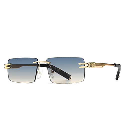 kachawoo Retro Rectangular Sunglasses Rimless Male Gold Metal Female Square Sun Glasses