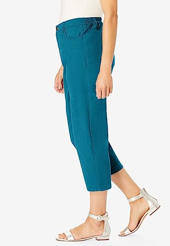 Woman Within Plus Size Perfect 5-Pocket Back-Elastic Denim Capri3