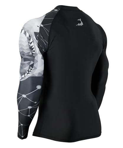 HUGE SPORTS Men's Swim Shirts Long Sleeve Zip Rash Guard UPF 50+ Sun Protective Quick Drying2