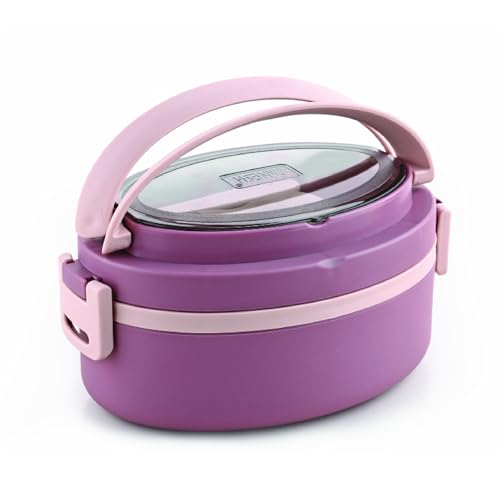 Image of Ganesh 1 Compartment Vega Portable Insulated Food Container with Attractive Spoon - Airtight Leak-Proof Lunch Box for Office, School, Picnic - 400ml Peach