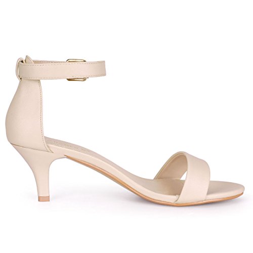 Allegra K Allegra K Women Open Toe Kitten Heeled Ankle Strap Beige Sandals 6 M US