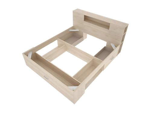 Miniatura 7 de DEKIT GRUPO RIMOBEL LANKA - Cama de matrimonio con almacenaje en cabecero y bajo cama - Natural - 95x149x218 cm