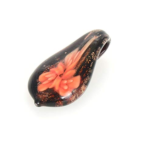 AdorabFruit Présent Pendentif Cordón Hecho a Mano de Lampwork del corazón Gota Collar Apto del Polvo de Oro Libre de Las Mujeres (Metal Color : 18x36MM Orange) Cover