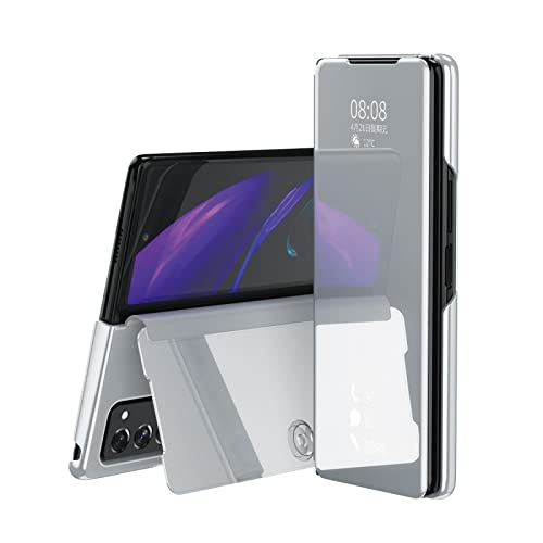 Protection pour Samsung Galaxy Z Fold 2 5G étui rabat miroir béquille antichoc argent