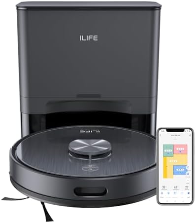 ILIFE T20s Pro Robot Vacuum Cleaner with Advanced LiDAR Navigation, Self-Emptying for Up to 10 Weeks, 6500Pa Suction, Simultaneous Vac and Mop, Multi Floor Maps, Customized Cleaning, App, Alexa & GH