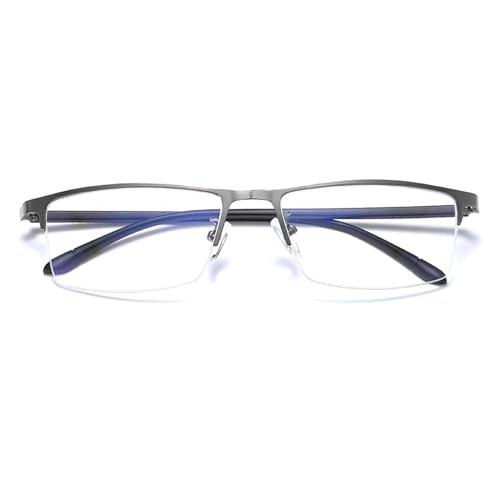 Image of Anti Blue Light Glasses Metal Frames Rectangle Semi-Rimless Computer Gaming Eye-glasses Clear Lens