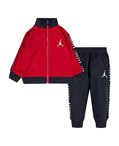 Jordan Boy`s Jumpman Logo Sideline Tape Full Zip Jacket & Pants 2 Piece Tracksuit (Red(85A449-KR5)/Black, 12 Months)