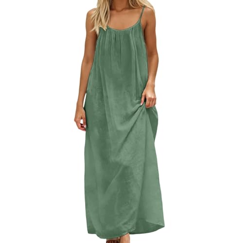 Image of HTHLVMD Backless Cami Dress Summer Dresses for Women 2026 Spaghetti Strap Dresses Womens Solid Color Backless Cami Dress