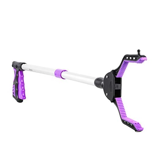 Rirether Grabber Reacher Tool, Foldable Reacher Grabber with Magnetic Tip and Hook,Wide Jaw and Rotating Gripper, Aluminum Alloy Lightweight 32" Trash Picker Grabber(Purple)