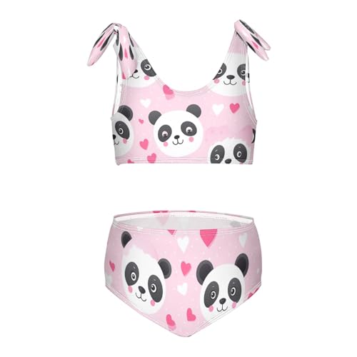 Image of Girls Swimsuits Set 2pcs Smile Dog Bathing Bikini Suits Tie Tankini