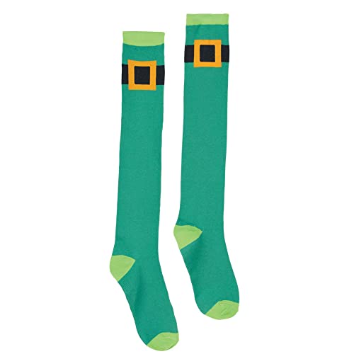 Amscan Leprechaun Belts Knee High Socks, One Size, Green