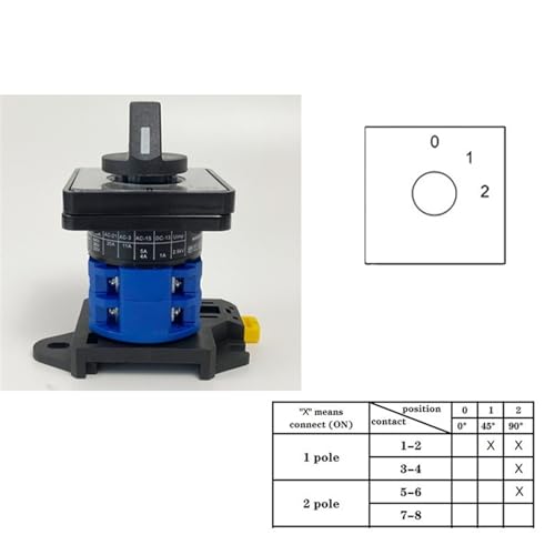 Interruptor de leva LW26-20/2 selector bicolor de rotación para riel DIN 3