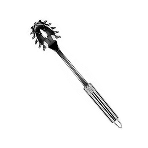 Fackelmann Spaghettilöffel 32 cm OVALGRIFF, Nudellöffel aus Edelstahl, Küchenhelfer mit ergonomischen Griff (Farbe: Silber), Menge: 1 Stück