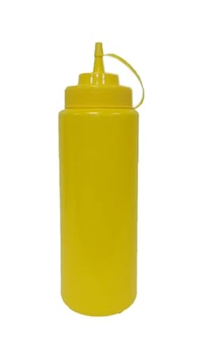 METRO Professional Quetschflasche, PE/PP, 1025 ml, mit Verschlusskappe ideal für Ketchup, Senf, Mayo, Soßen oder Olivenöl, gelb
