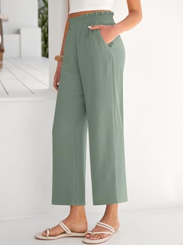 Image of ANRABESS Womens Wide Leg Palazzo Pants Summer Beach High Waisted Cropped Flowy Pants 2026 Dressy Casual Trousers with Pockets