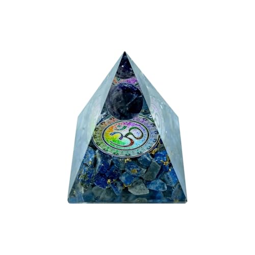 Image of Om Lapis Lazuli Amethyst Ball Pyramid (3inch) | Crystal Pyramid for Positive Energy,Money, Health, Good Luck,Feng Shui, Vastu Correction, Office, Home Dcor