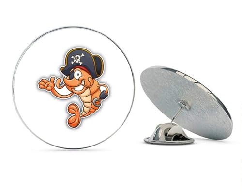 Funny Shrimp Pirate Round Metal 0.75" Lapel Pin Hat Shirt Pin Tie Tack Pinback2