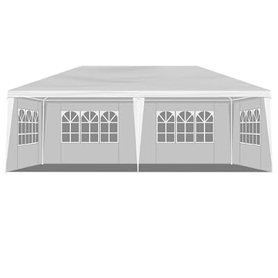 10x20 FT White Canopy Party Tent, Outdoor Waterproof Wedding Canopy with 4 Removable Sidewalls for Birthday Parties, Waterproof Gazebo Shelter for Events&Commercial Use Tent
