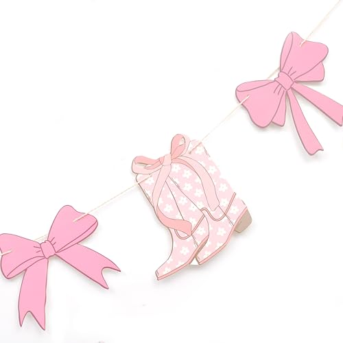 Image of Coquette Bow Cowgirl Boots Banner,Western Cowgirl Boot Decor | Cowgirl Coquette Western Cowgirl Boot