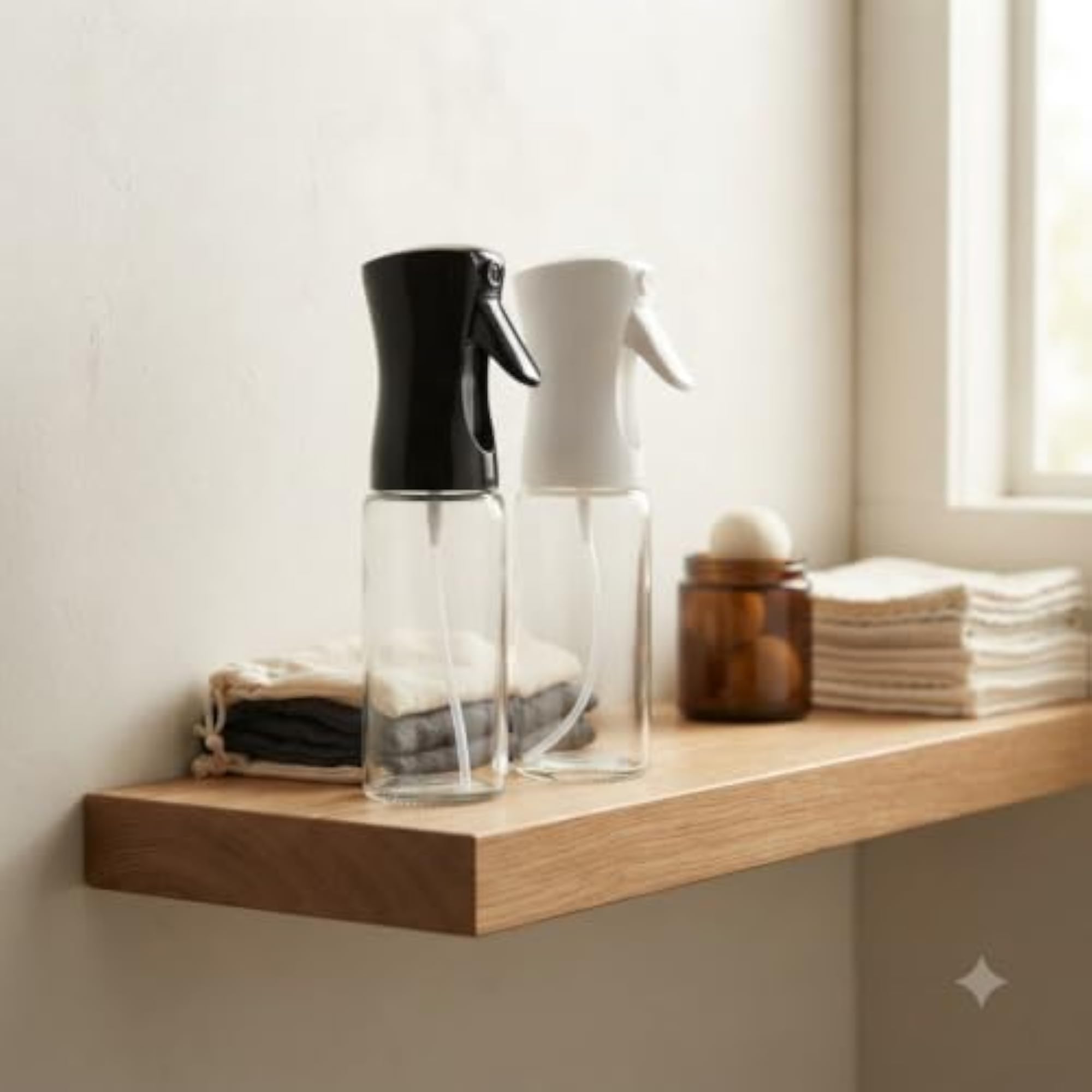 Clear Glass Continuous Mist Spray Bottles, Pack of 2, Everyday Essential