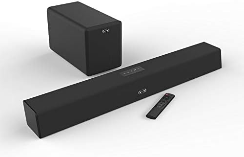 120 Watt Sound Bar with Subwoofer, MEGACRA Soundbars for TV with Bluetooth and Wired Connections, Home Theater Surround Sound, Bass Treble Adjustable, Sync Remote Design (2019 Beef Up Version)