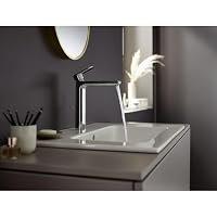 hansgrohe Waschtischarmatur Vernis Blend, Wasserhahn Bad mit Auslauf Höhe 190 mm, mit Zugstange, Badarmatur wassersparend, Chrom – Ansicht 3